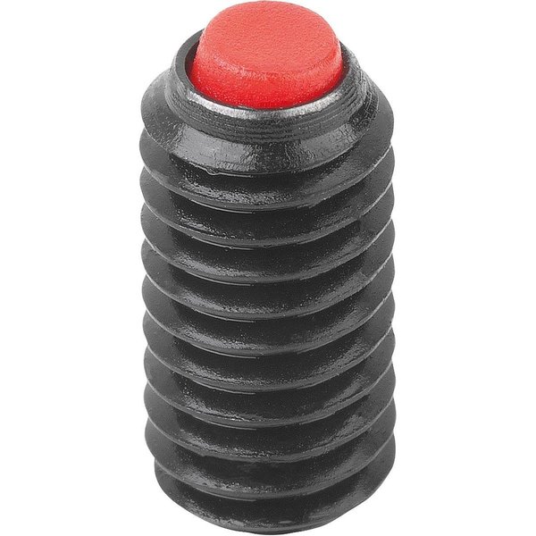 Kipp Ball-End Thrust Screw Without Head, Form:C Ball Plastic, M06, L=20, 3, Carbon Steel, Comp:Polyacetal K0383.70620